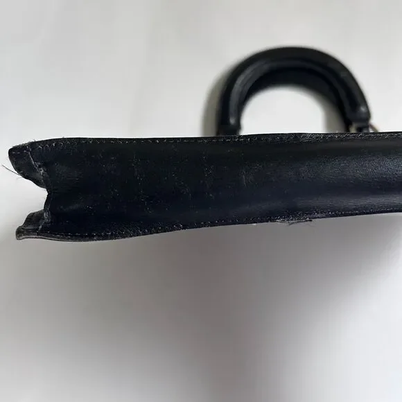 Vintage Phillippe Black Leather Structured Tote Bag H11"x W14.75" - Picture 2 of 9